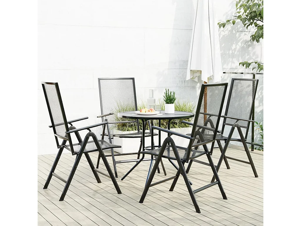 Set de sillas jardín reclinables 5 piezas acero antracita