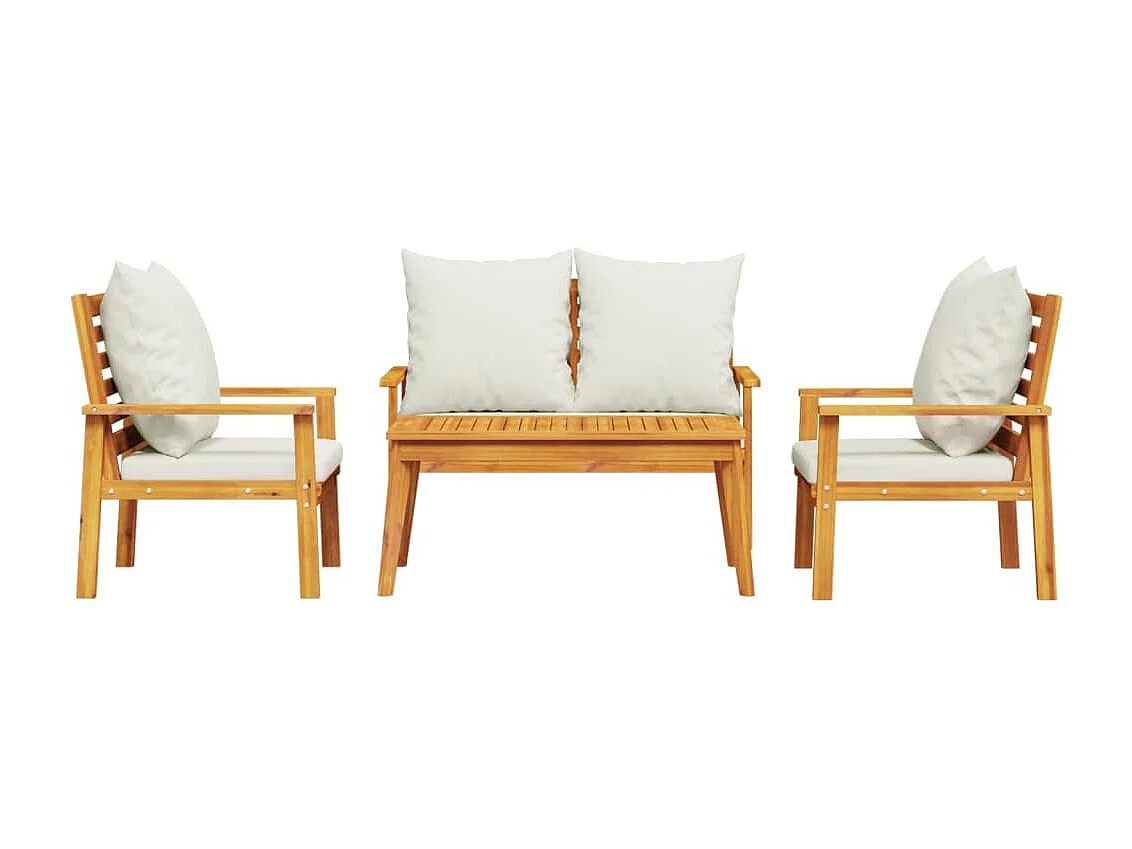 4-tlg. Garten-Lounge-Set mit Kissen Massivholz Akazie