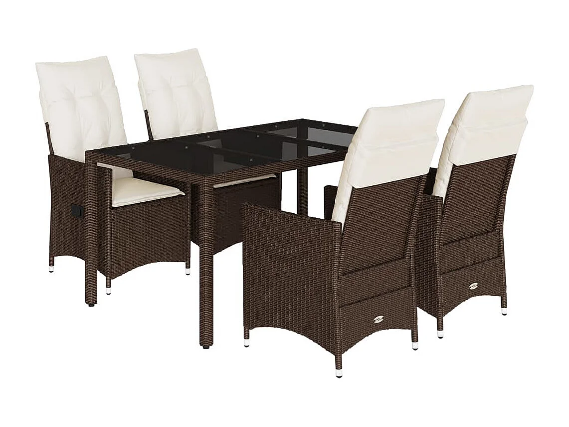 5-delige Tuinset met kussens poly rattan bruin