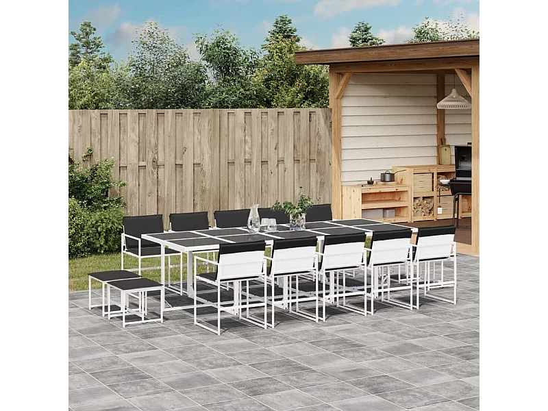 15-delige Tuinset met kussens textileen wit