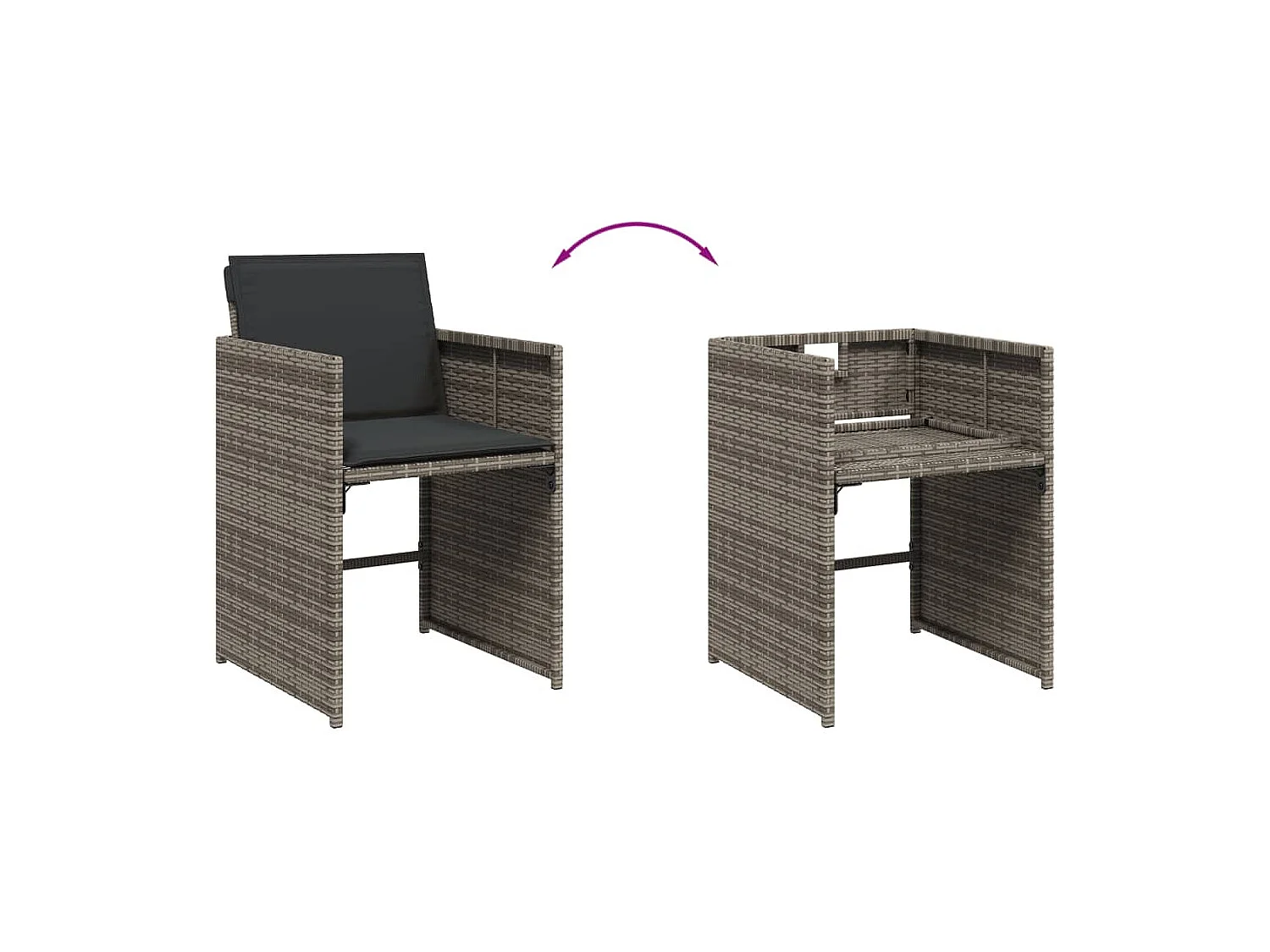 Ensemble à manger de jardin 11pcs avec coussins gris poly rotin