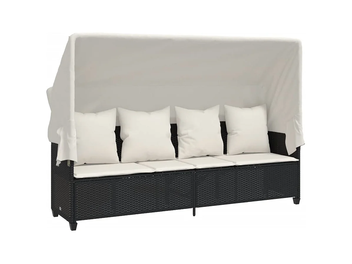 Salon de jardin 5 pcs avec coussins noir résine tressée