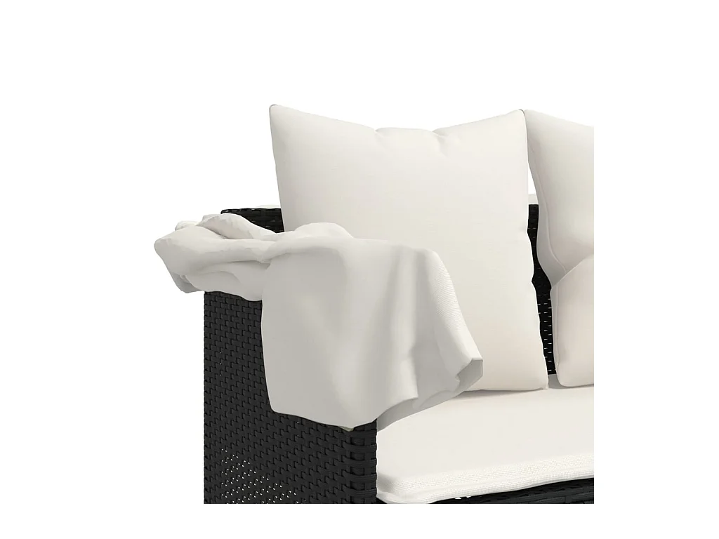 Salon de jardin 5 pcs avec coussins noir résine tressée