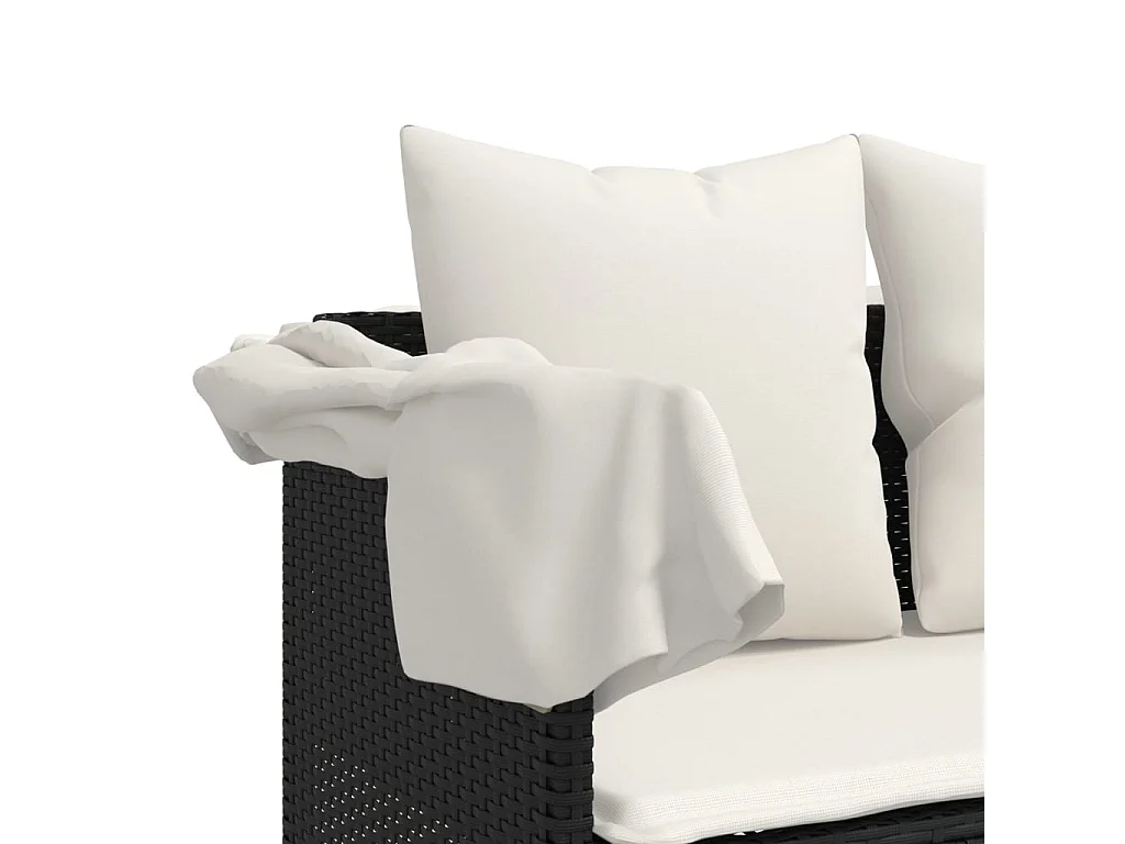 Set Divani da Giardino 5 pz con Cuscini in Polyrattan Nero