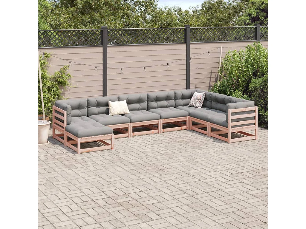 Salon de jardin 8 pcs bois massif sapin de douglas