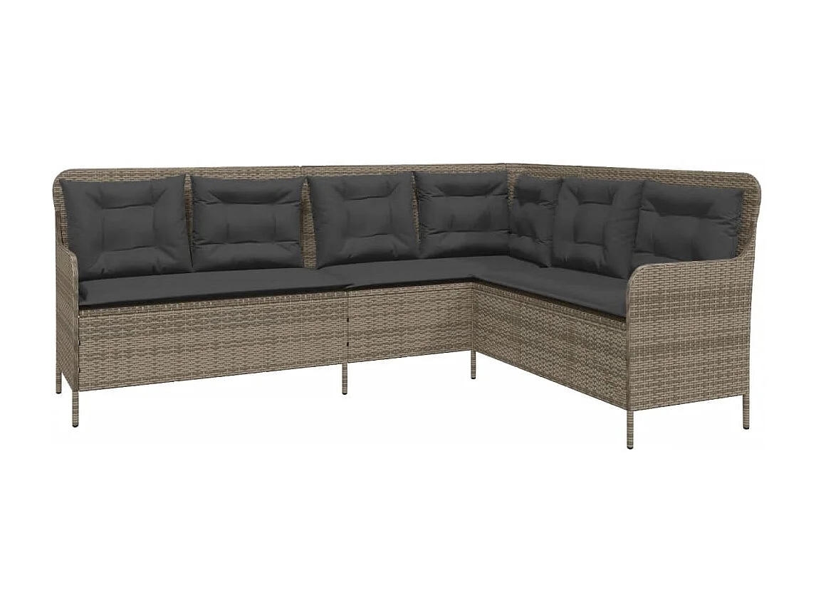 2-delige Loungeset met kussens poly rattan grijs