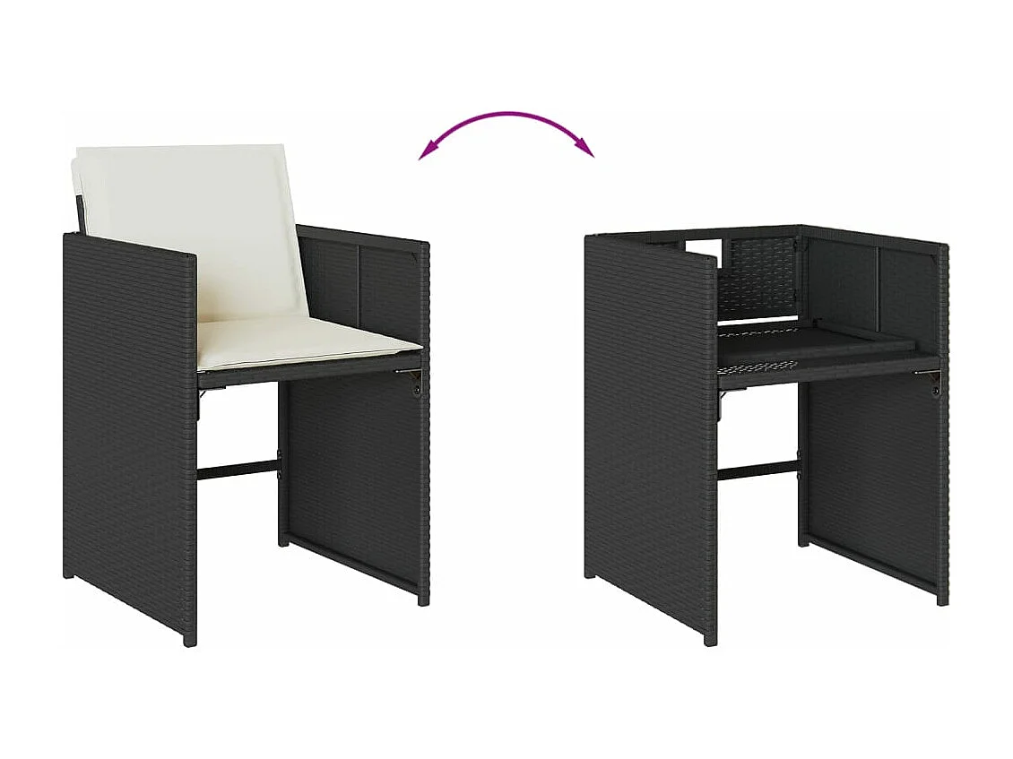 Ensemble à manger de jardin coussins 7pcs Noir Résine tressée