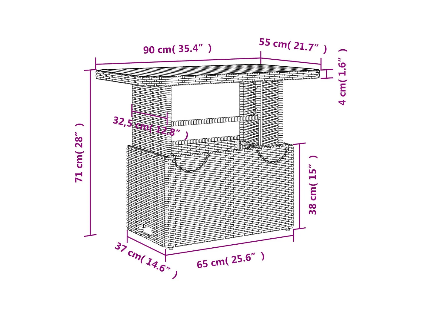 2-tlg. Garten-Essgruppe mit Kissen Grau Poly Rattan