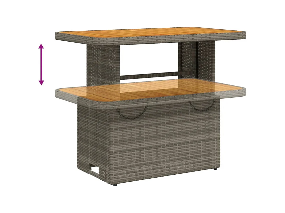 2-tlg. Garten-Essgruppe mit Kissen Grau Poly Rattan