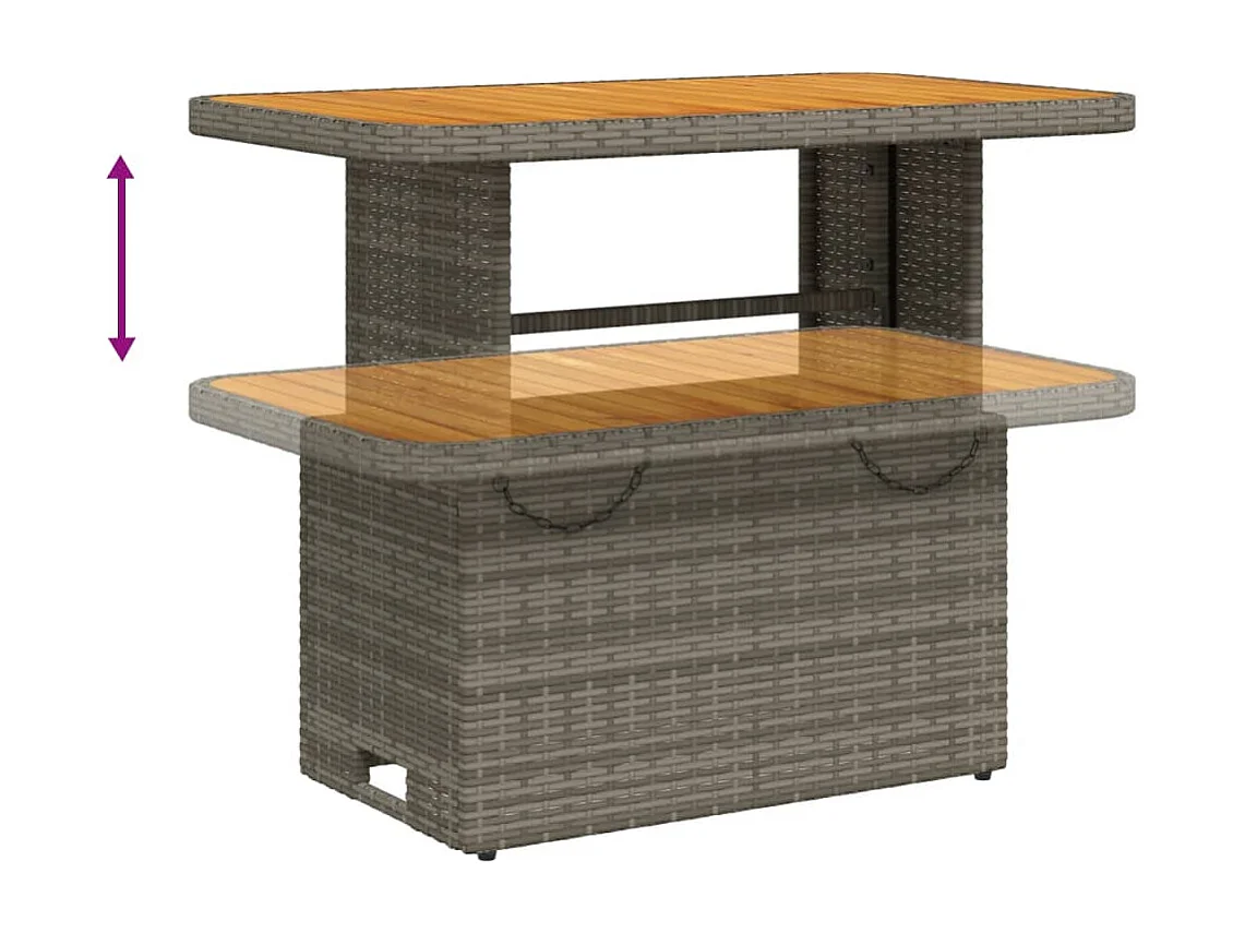 2 pcs conjunto de jantar p/ jardim c/ almofadões vime PE cinza