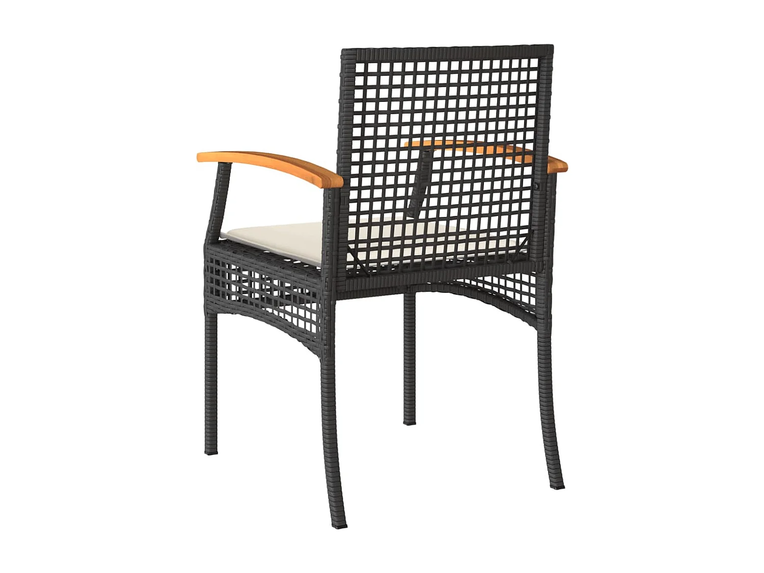 Set da Bistrò 3 pz con Cuscini Nero Polyrattan e Legno Acacia