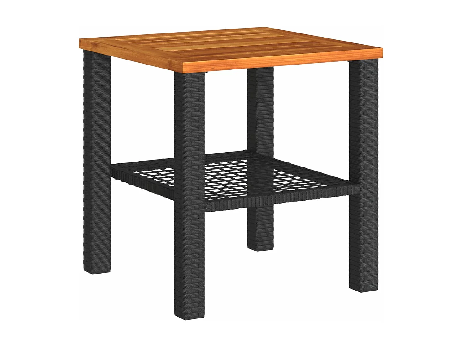 Set da Bistrò 3 pz con Cuscini Nero Polyrattan e Legno Acacia