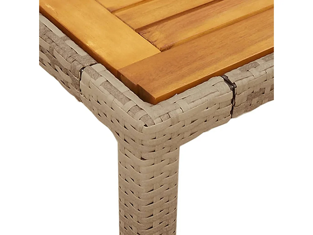 3 pcs conjunto jantar jardim c/ almofadões vime PE/acácia bege