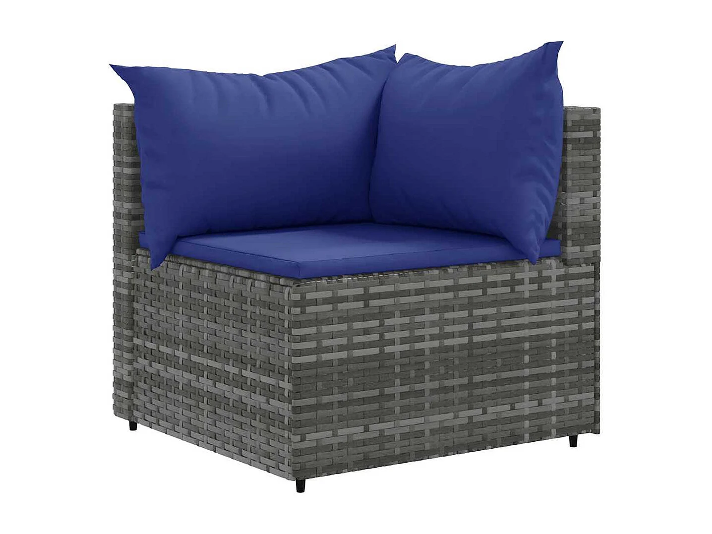 7-tlg. Garten-Lounge-Set mit Kissen Grau Poly Rattan