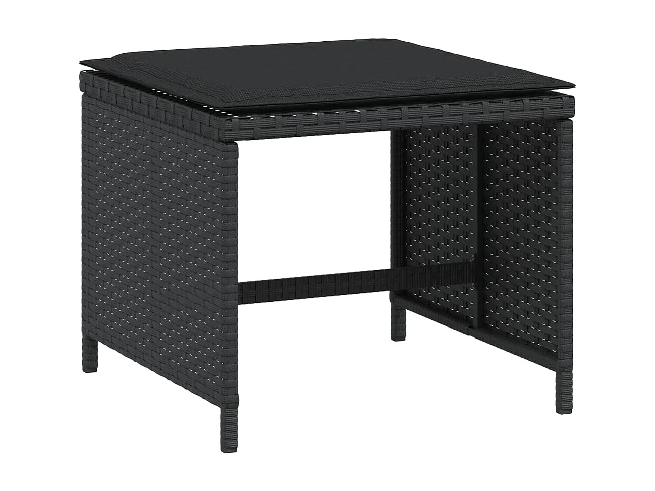 5 pcs conjunto de jantar p/ jardim c/ almofadões vime PE preto