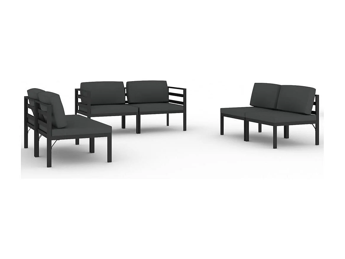 Salon de jardin 6 pcs avec coussins Aluminium Anthracite