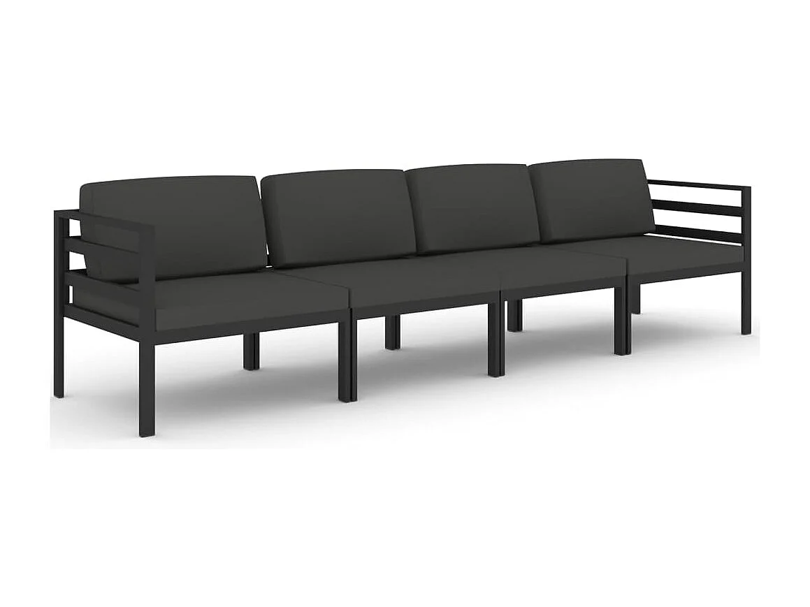 Salon de jardin 4 pcs avec coussins Aluminium Anthracite