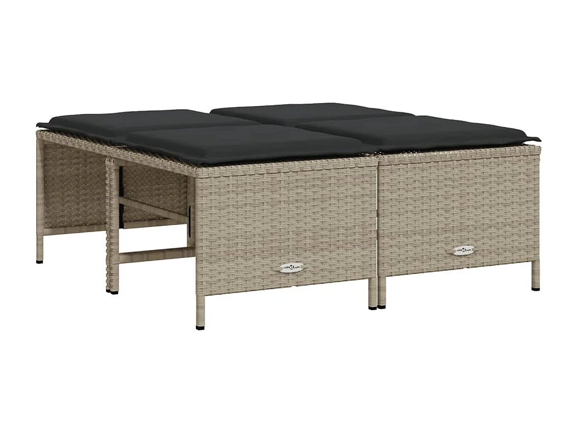 Set Divano da Giardino 5pz con Cuscini Grigio Chiaro Polyrattan