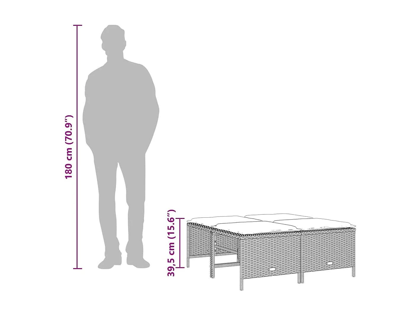 Set Divano da Giardino 5pz con Cuscini Grigio Chiaro Polyrattan