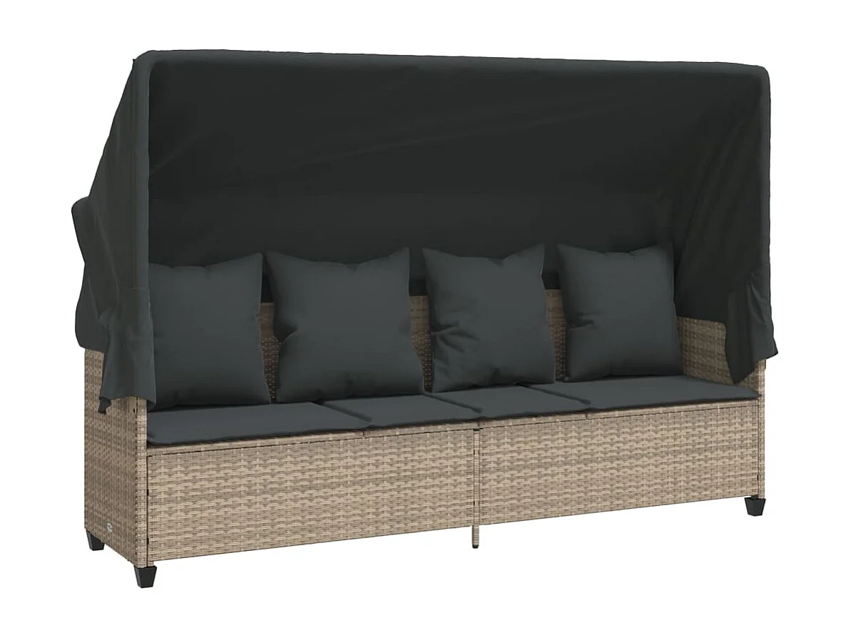 Salon de jardin 5 pcs avec coussins gris clair résine tressée