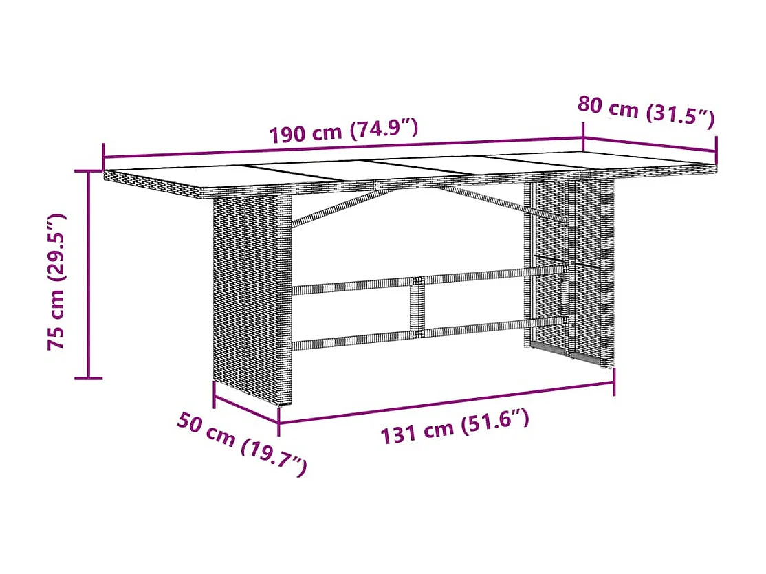 Set de mesa y sillas de jardín 9 pzas y cojines ratán PE negro