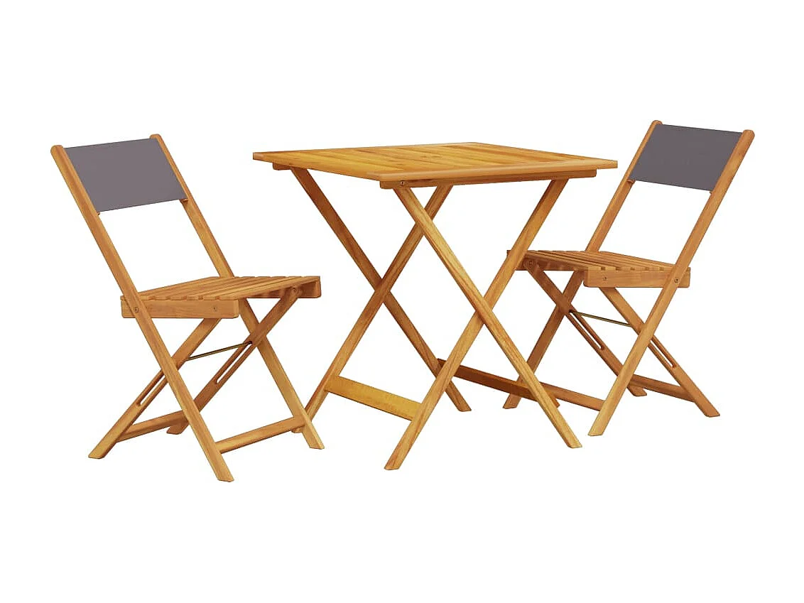 Juego de bistro de 3 piezas tela y madera maciza antracita