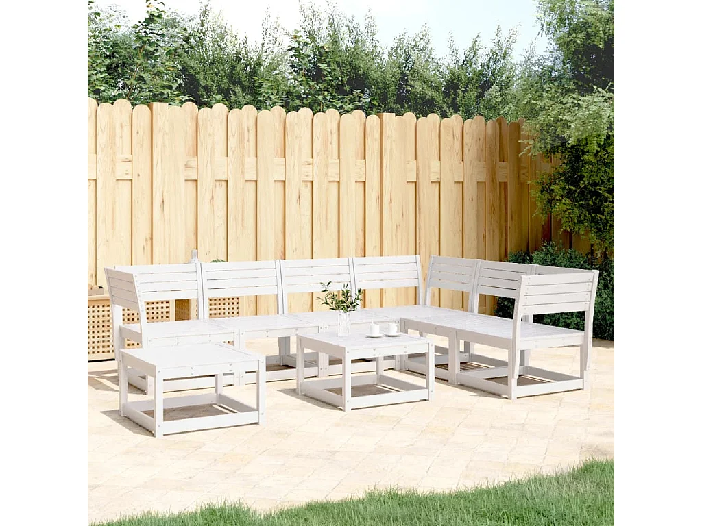 7 pcs conjunto lounge de jardim pinho maciço branco