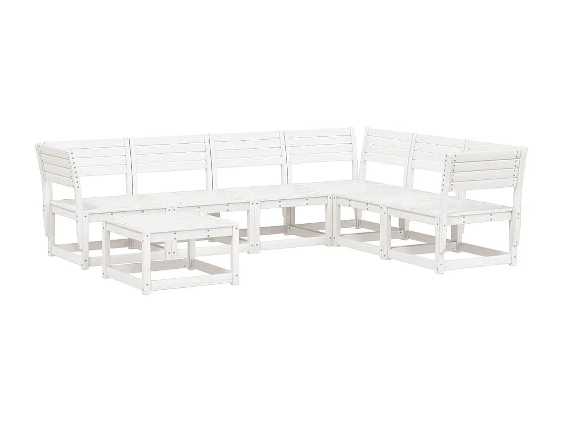 7 pcs conjunto lounge de jardim pinho maciço branco