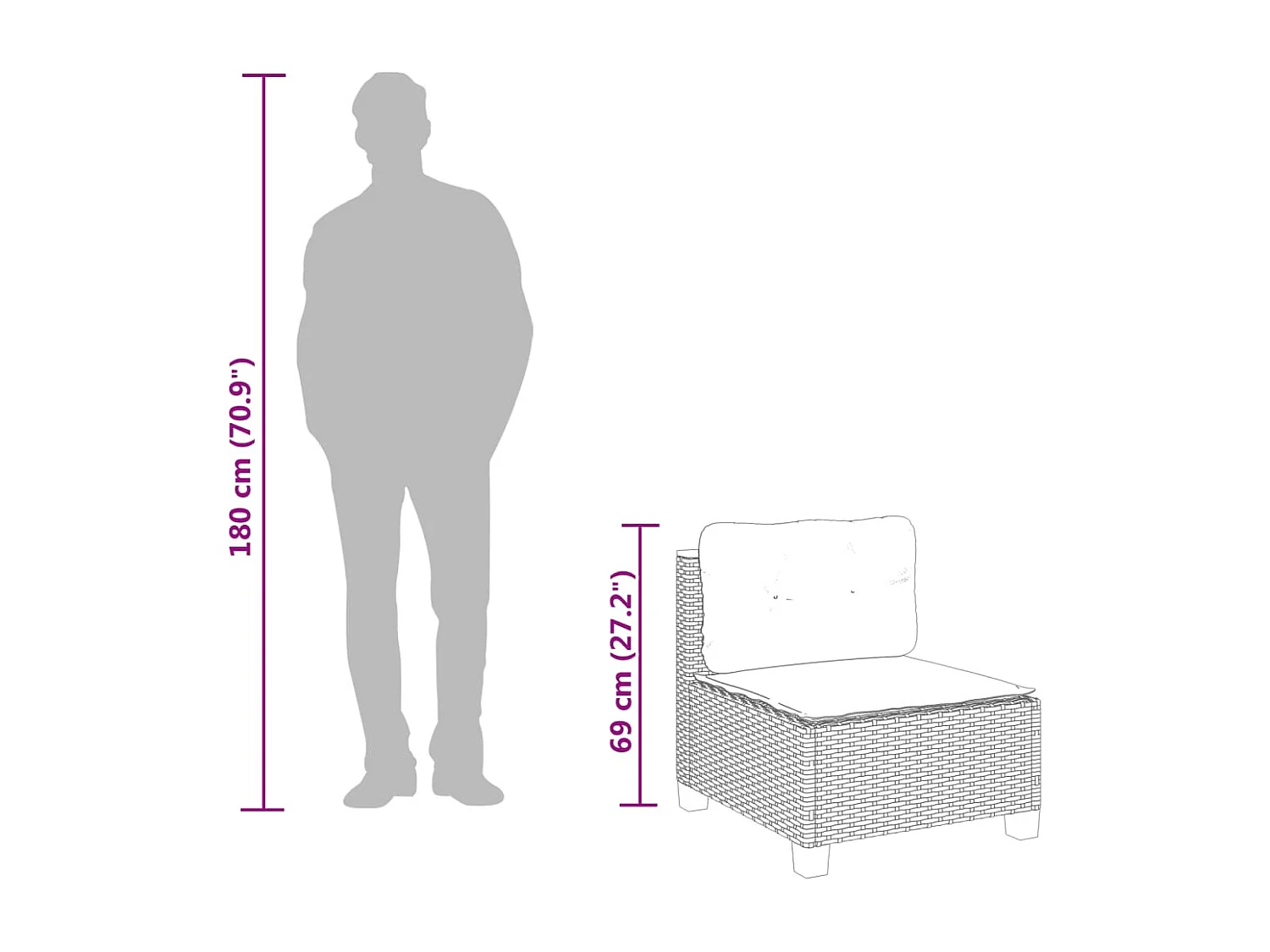 Set Divano da Giardino 6 pz con Cuscini Grigio in Polyrattan