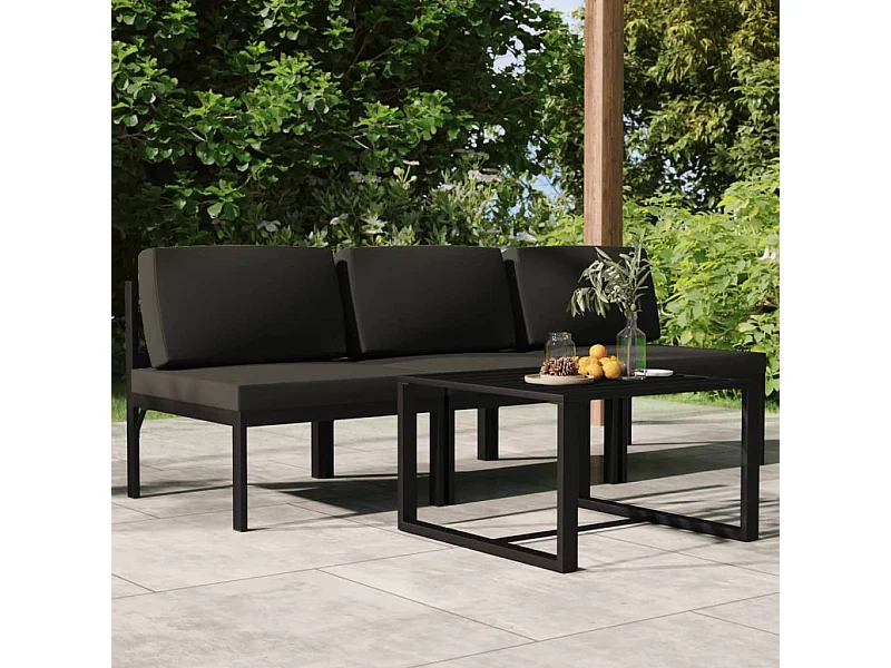 Salon de jardin 4 pcs avec coussins Aluminium Anthracite