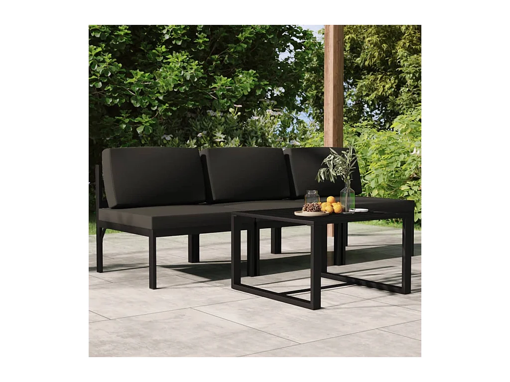 Salon de jardin 4 pcs avec coussins Aluminium Anthracite