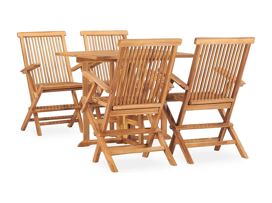 Ensemble à manger d'extérieur pliable 5 pcs Bois solide de teck