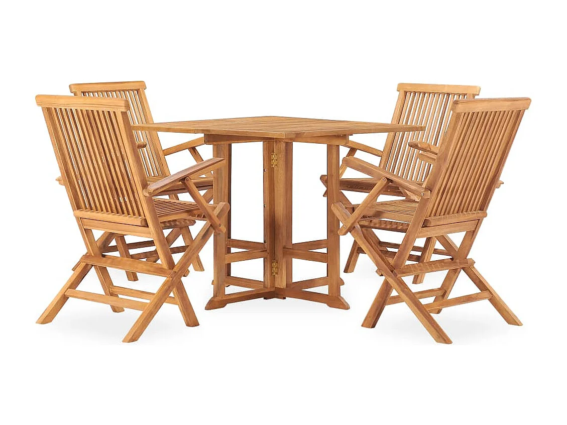 Ensemble à manger d'extérieur pliable 5 pcs Bois solide de teck