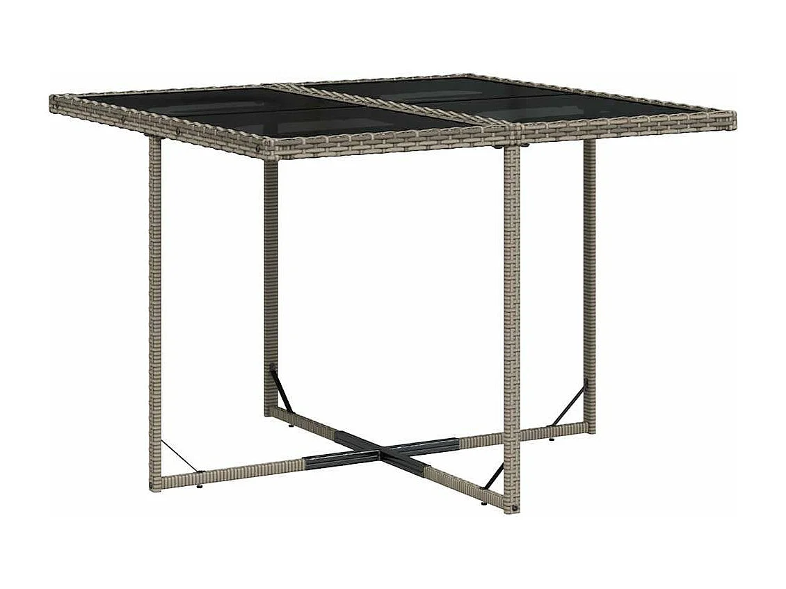 Set da Pranzo da Giardino 9 pz con Cuscini in Polyrattan Grigio