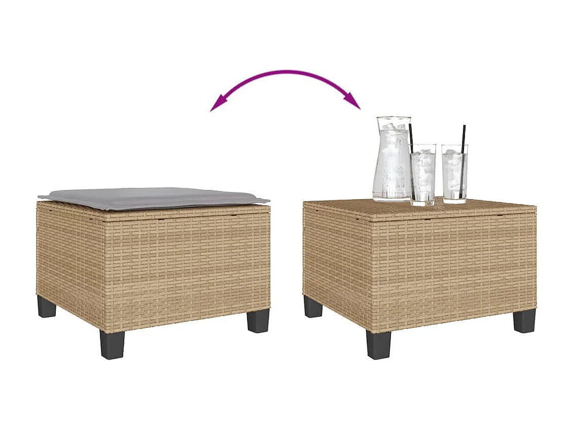 Set da Bistrò 3 pz con Cuscini Beige in Polyrattan