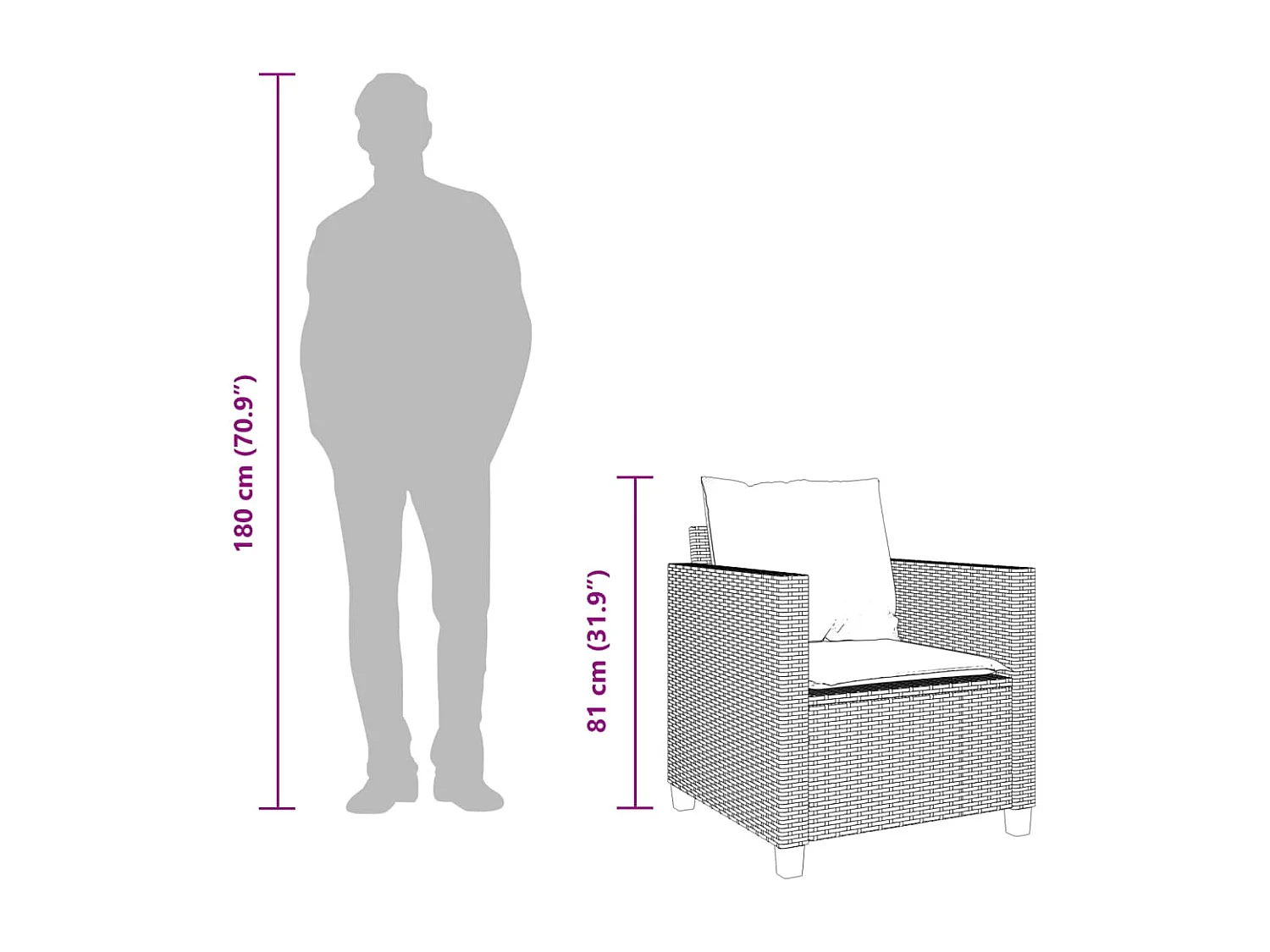 Set da Bistrò 3 pz con Cuscini Beige in Polyrattan