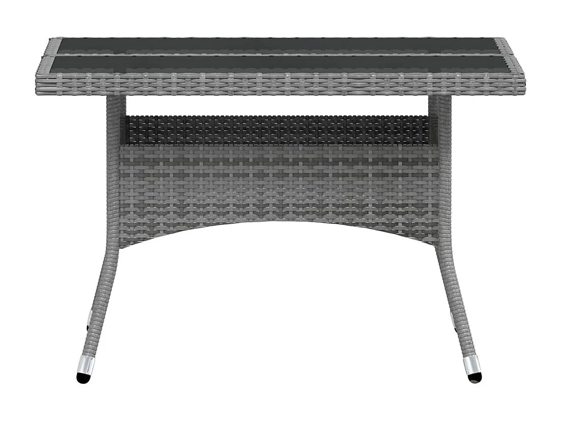 Ensemble à Manger jardin 5 pcs résine tressée verre trempé Gris