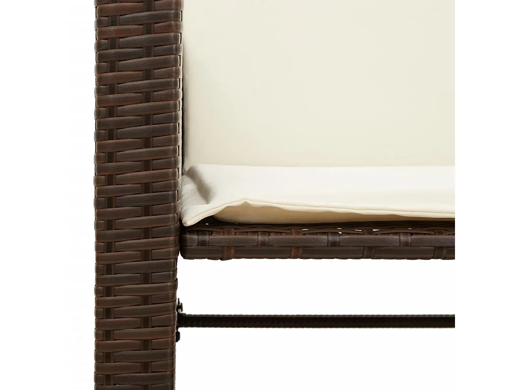 Canapé de jardin 2 places avec table et tabourets marron rotin