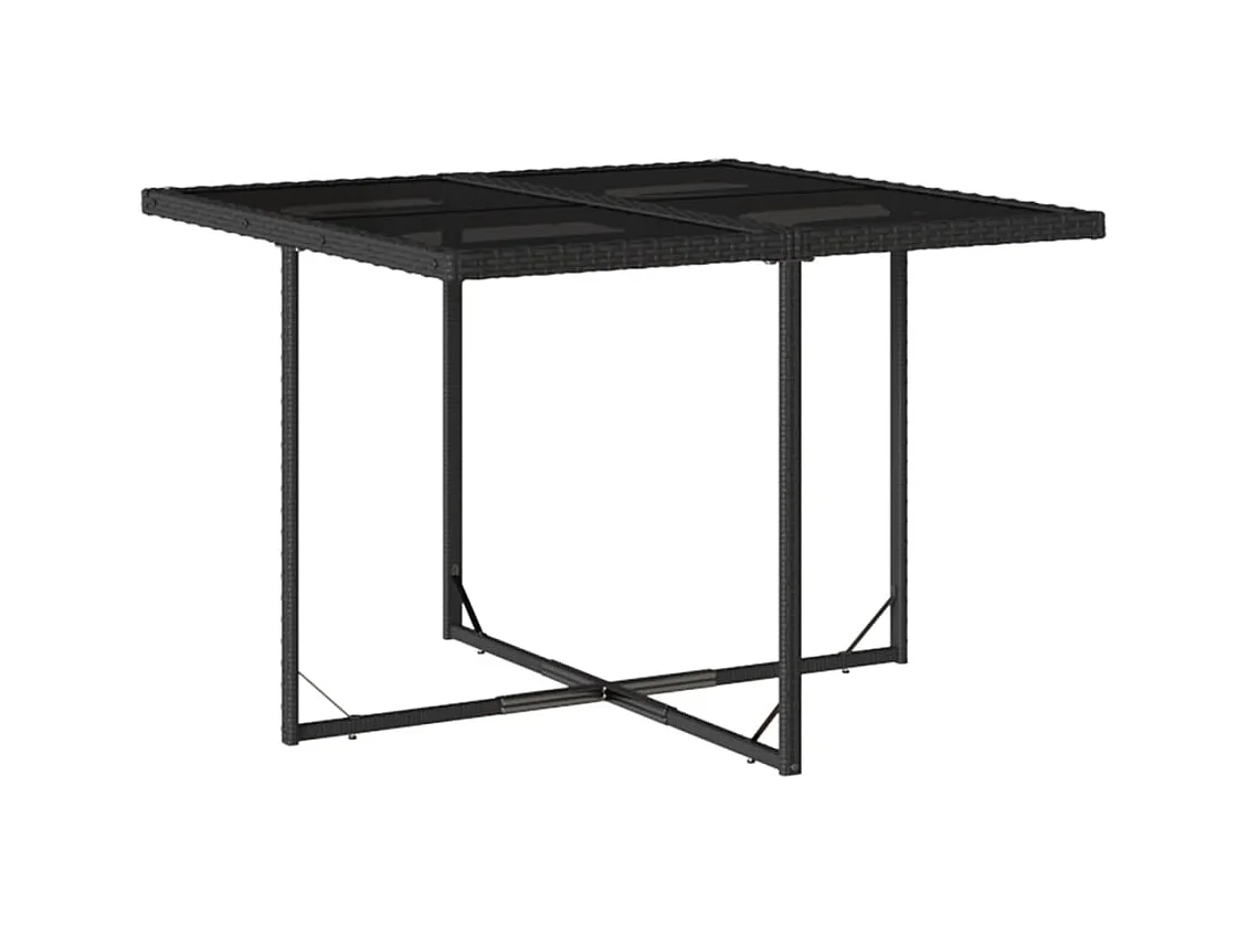 Ensemble à manger de jardin 9pcs coussins noir résine tressée