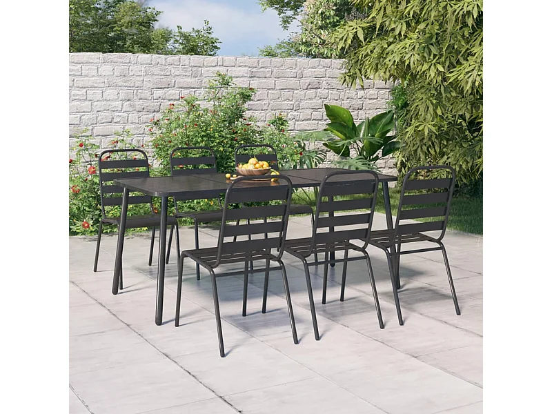 Ensemble à manger de jardin 7 pcs anthracite acier