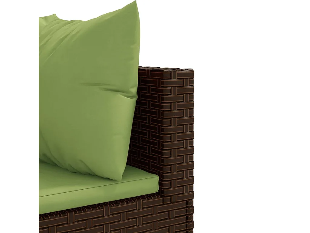 Salon de jardin avec coussins 7 pcs marron résine tressée