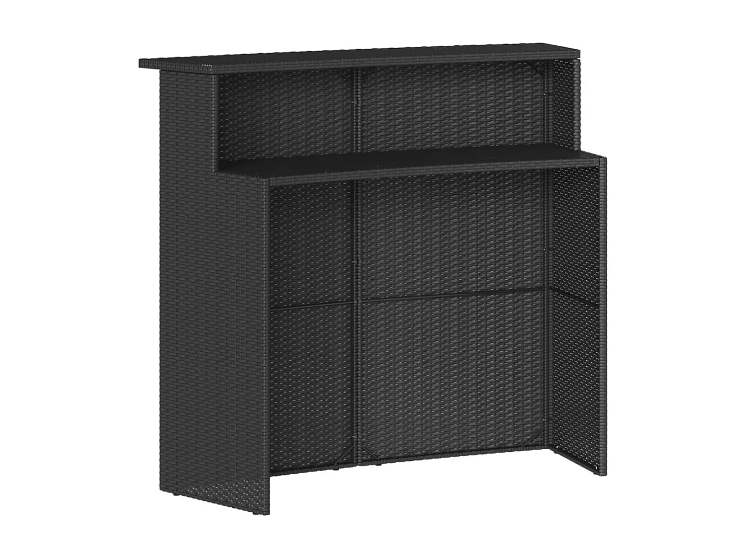 Ensemble de bar de jardin 3 pcs avec coussins noir poly rotin