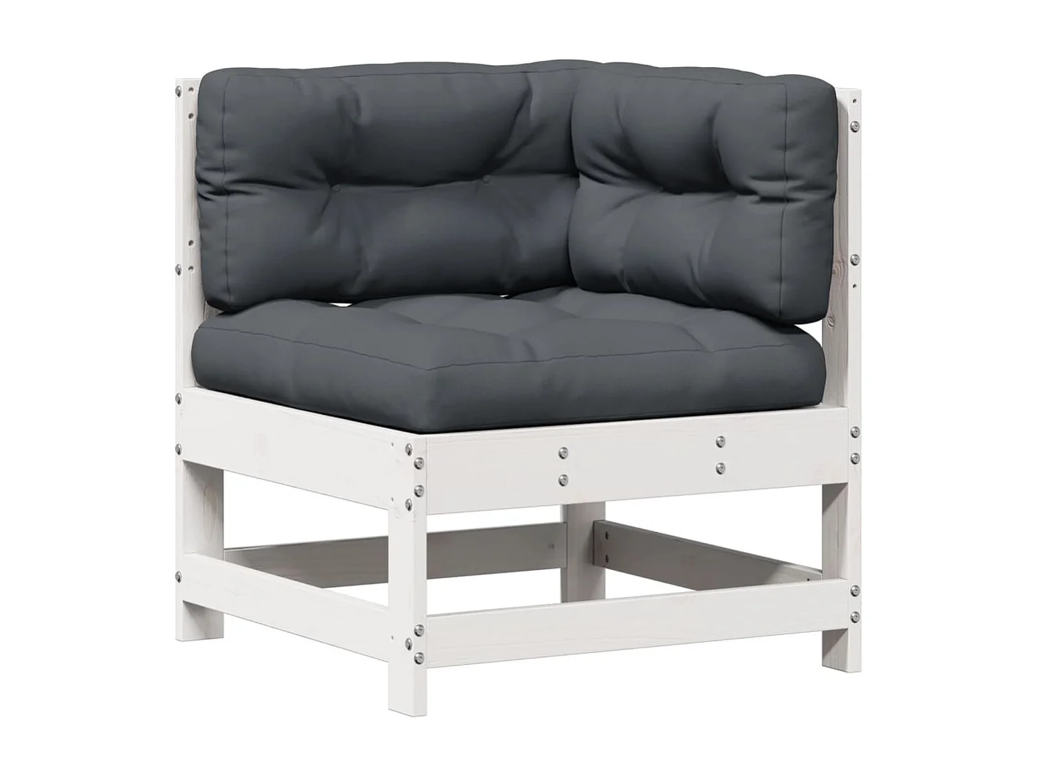 Salon de jardin 5 pcs avec coussins blanc bois massif de pin