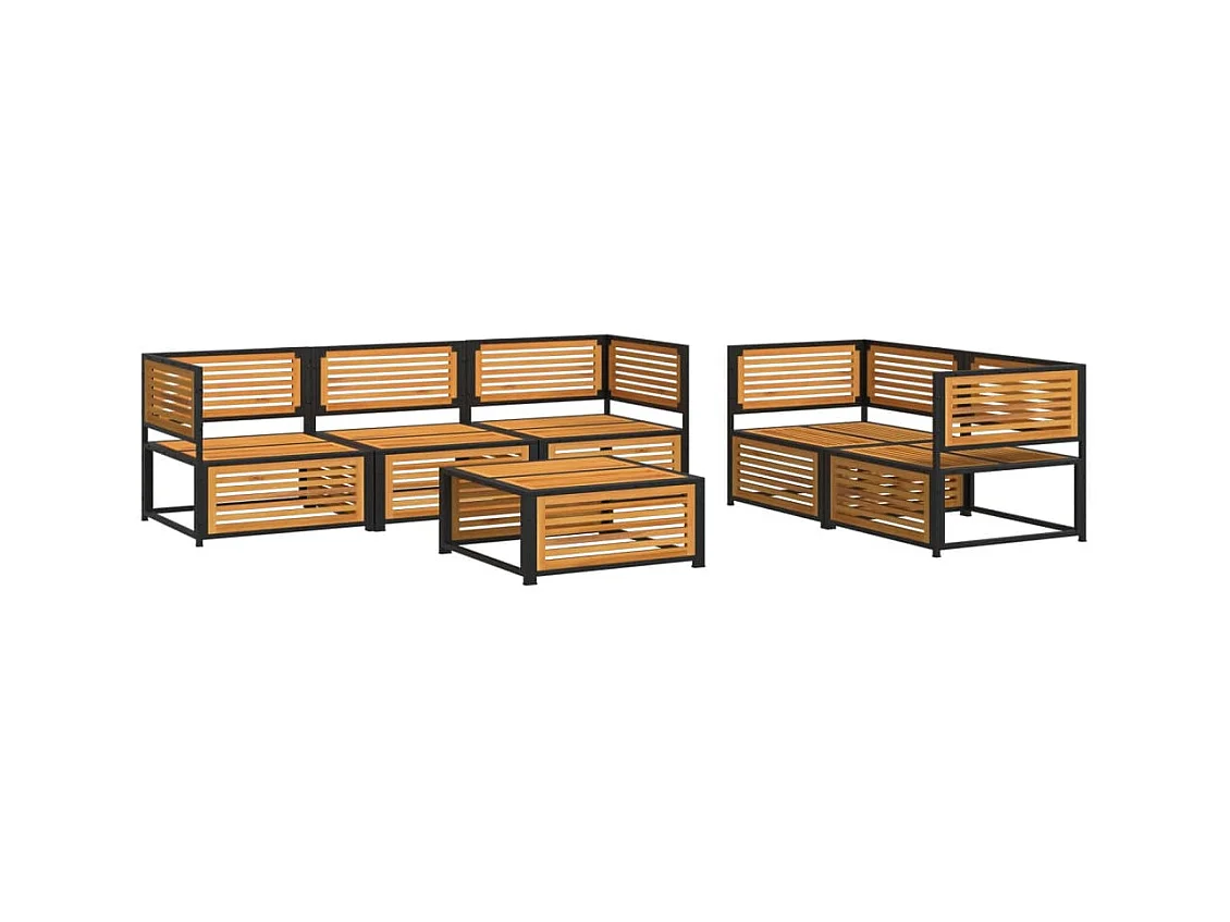 6-delige Loungeset met kussens massief acaciahout