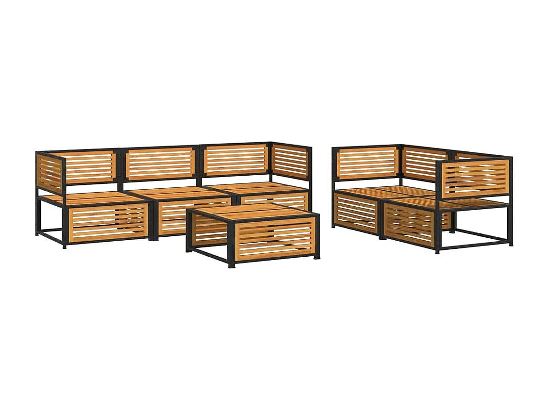 Salon de jardin avec coussins 6 pcs bois d'acacia solide