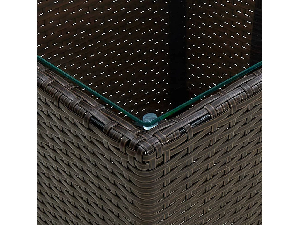 3-tlg. Bistro-Set mit Kissen Braun Poly Rattan und Glas