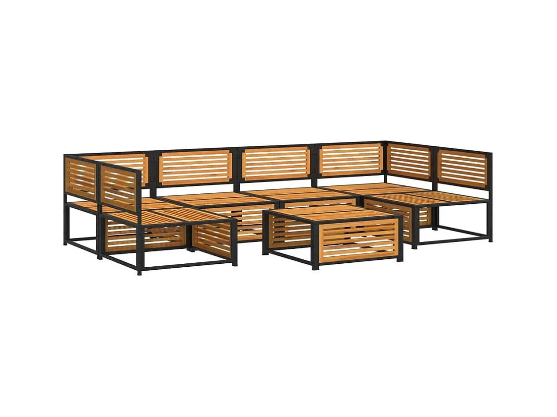 Salon de jardin avec coussins 7 pcs bois massif d'acacia