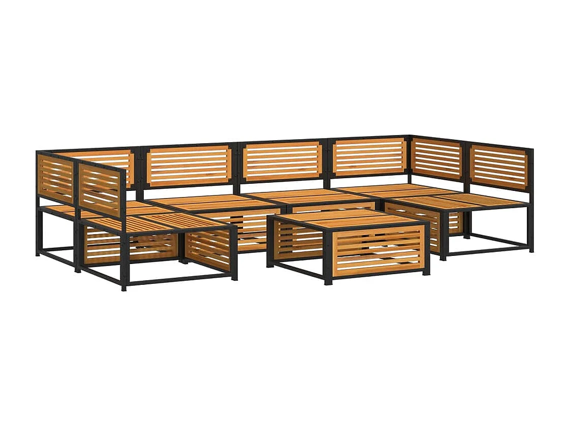 Salon de jardin avec coussins 7 pcs bois massif d'acacia