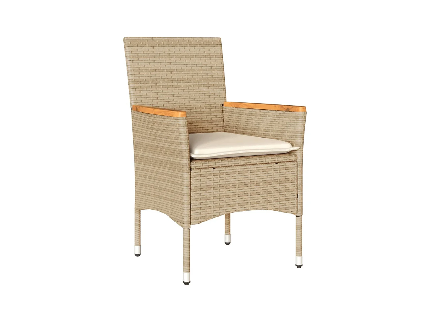 5-tlg. Garten-Essgruppe mit Kissen Beige Poly Rattan Akazie
