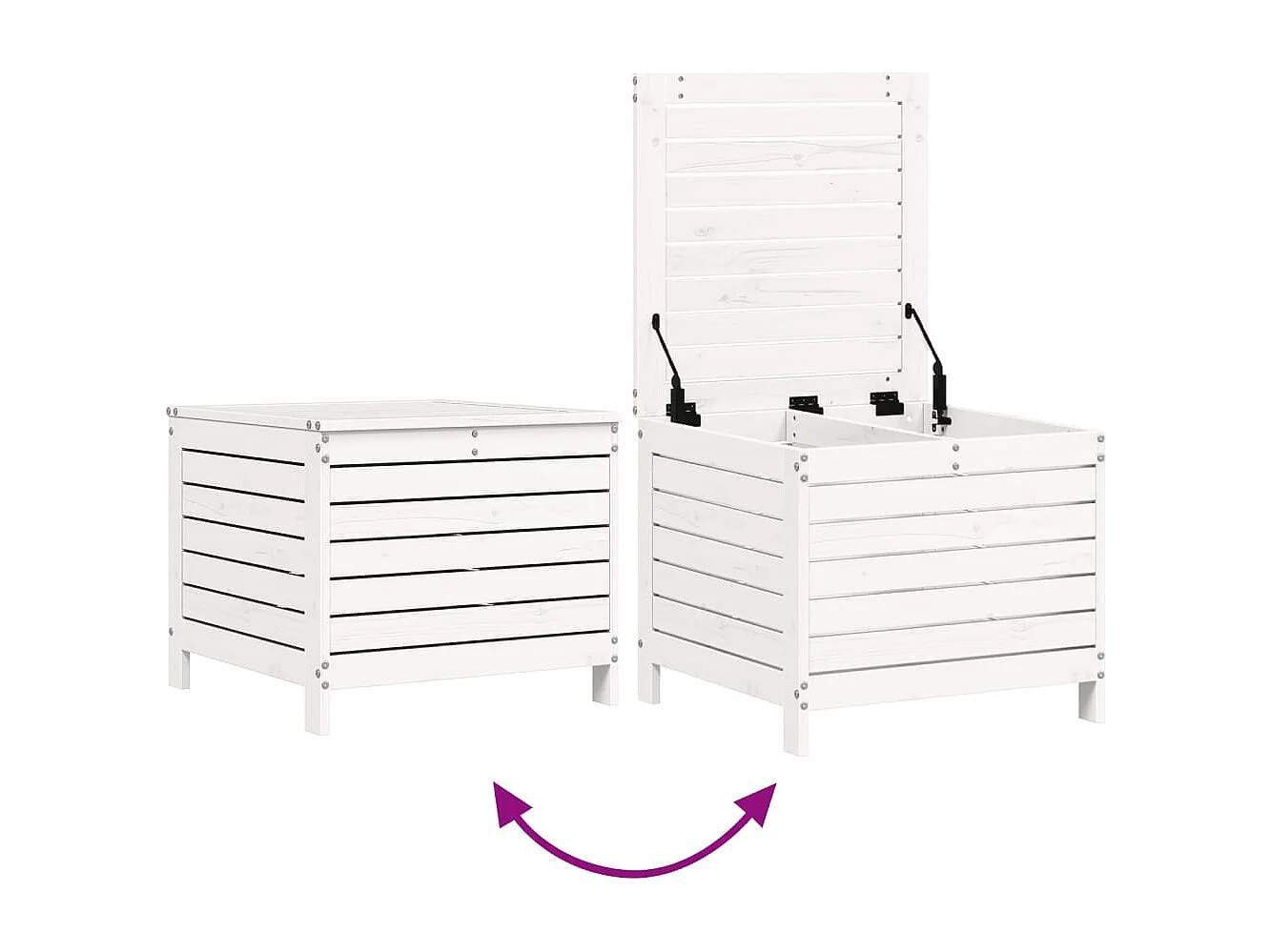 Salon de jardin 7 pcs blanc bois de pin massif